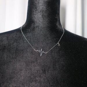 Silver Heart Beat Electrocardiogram Necklace​